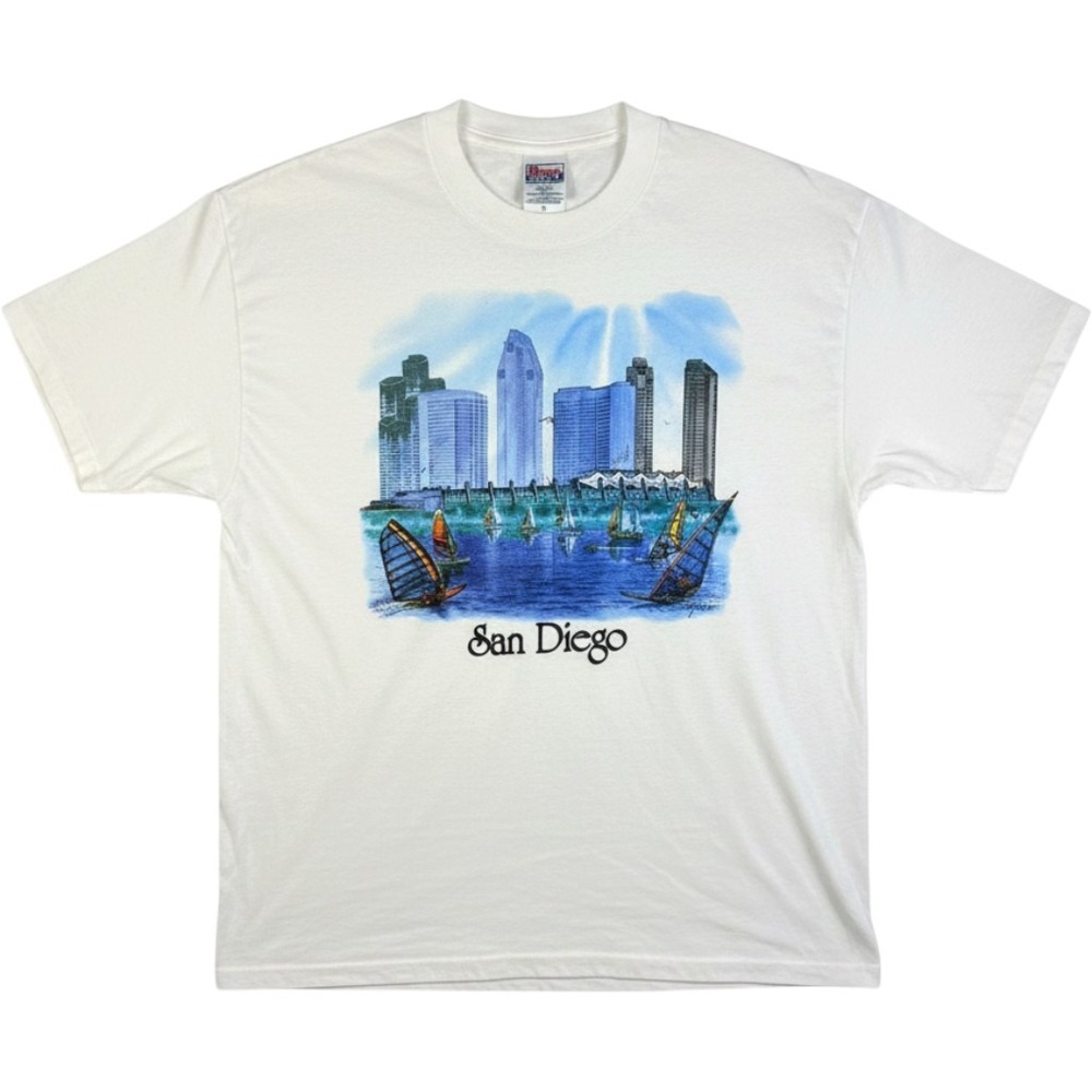 Vintage 90s San Diego Skyline T-Shirt Mens XL Single Stitch White NWT - Picture 1 of 7